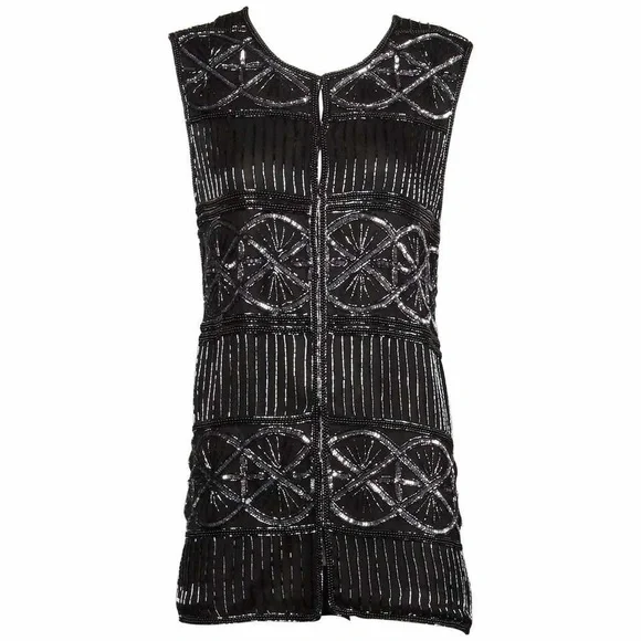 Mary McFadden Elegant Black Sequin Vest - Picture 1 of 6